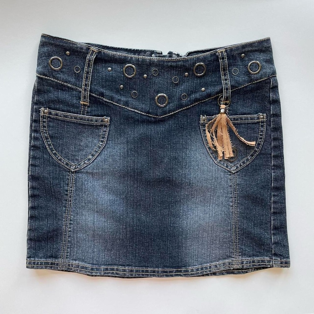 Whimsygoth grunge denim mini skirt